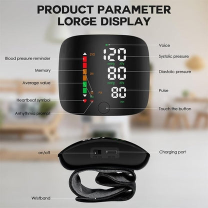 LUMIVO™ Wrist Blood Pressure Monitor – LED Display, Adjustable, Health Tracking
