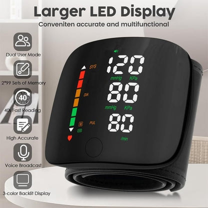 LUMIVO™ Wrist Blood Pressure Monitor – LED Display, Adjustable, Health Tracking